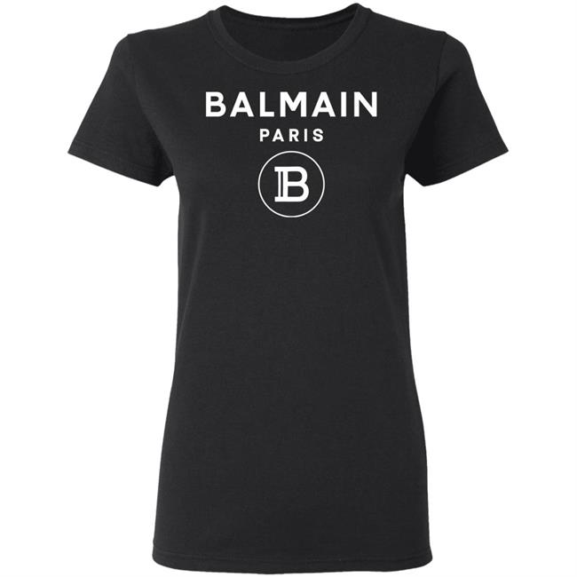Balmain Paris Logo Shirt Black cotton T-shirt with white Balmain Paris logo Balmain Paris Logo Shirt Black cotton T-shirt with white Balmain Paris logo