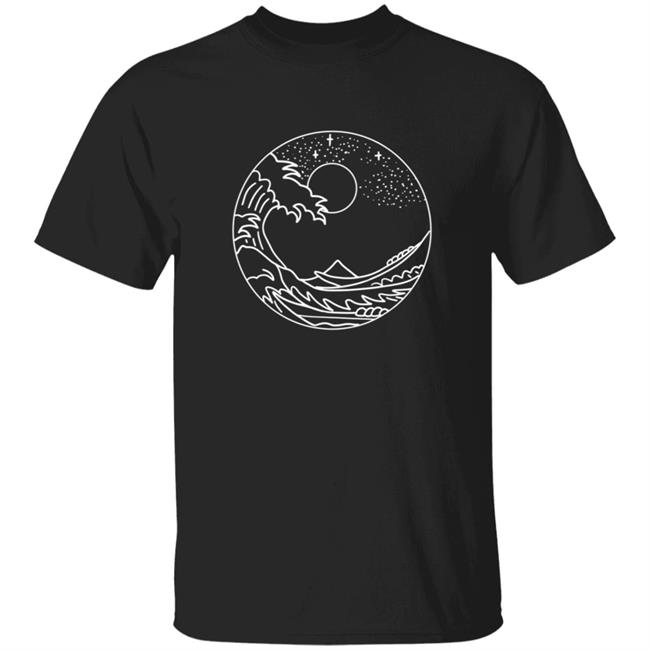 The Great Wave Off Kanagawa Minimal Line Art Nature Gift T Shirt
